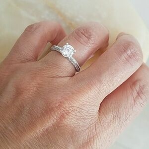 1ct Round 14k Gold plated Engagement Ring